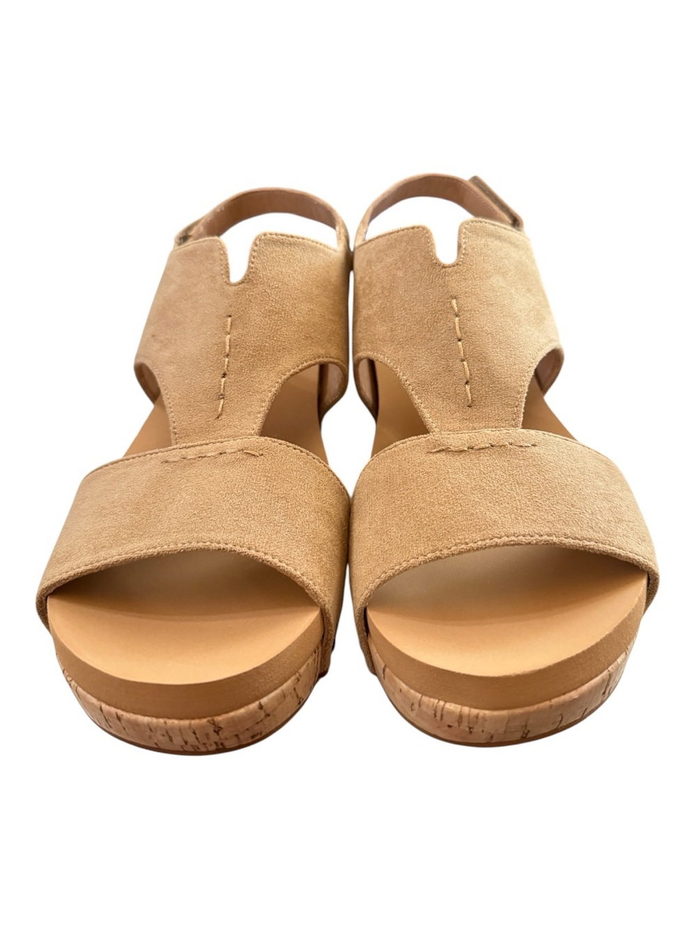 Corkys Refreshing Camel Suede Cork Wedge Sandals Women’s Size 10 NIB